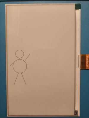 Stick figure waving.