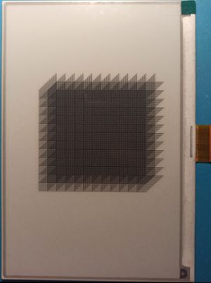 A bunch of superimposed squares forming some interference patterns.