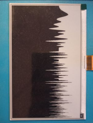 Block of black that gets more jagged edges towards the end of the screen.