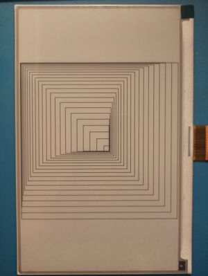 A tunnel of squares in 2D perspective.